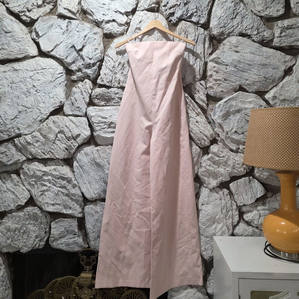 Zara Pink Jumpsuit Strapless Wide Leg Women’s Size XS Vacay
